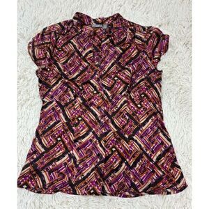 Orange, black, purple and tan Geometric blouse by Apt 9 size medium